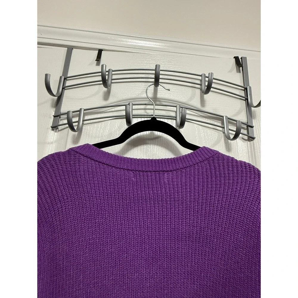 Liz Claiborne Womens XXL Bright Violet Ribbed V-Neck Puff Sleeve Sweater‎ NWT